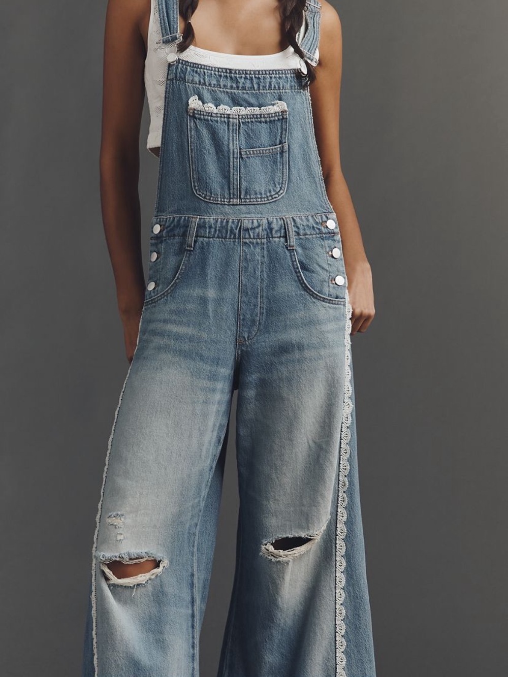Pilcro adi Lace Trim Overalls - Picture 2 of 8
